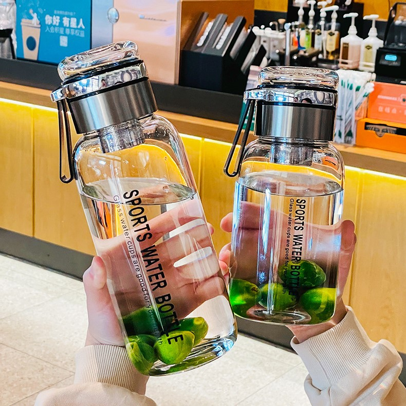 750/1000/1200/1500ML Portable Glass Water Bottle Tea Water Seperation