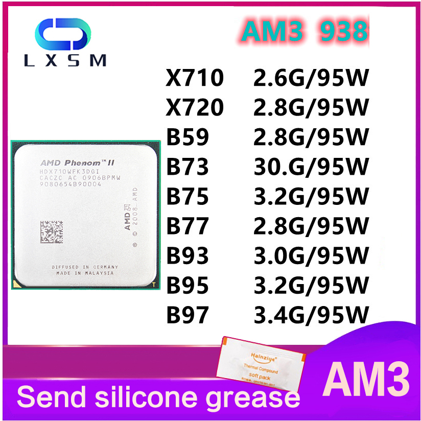 AMD Phenom II X4 B95 B59 B73 B75 B77 B93 B97 X710 X720 CPU AM3 938 pin ...