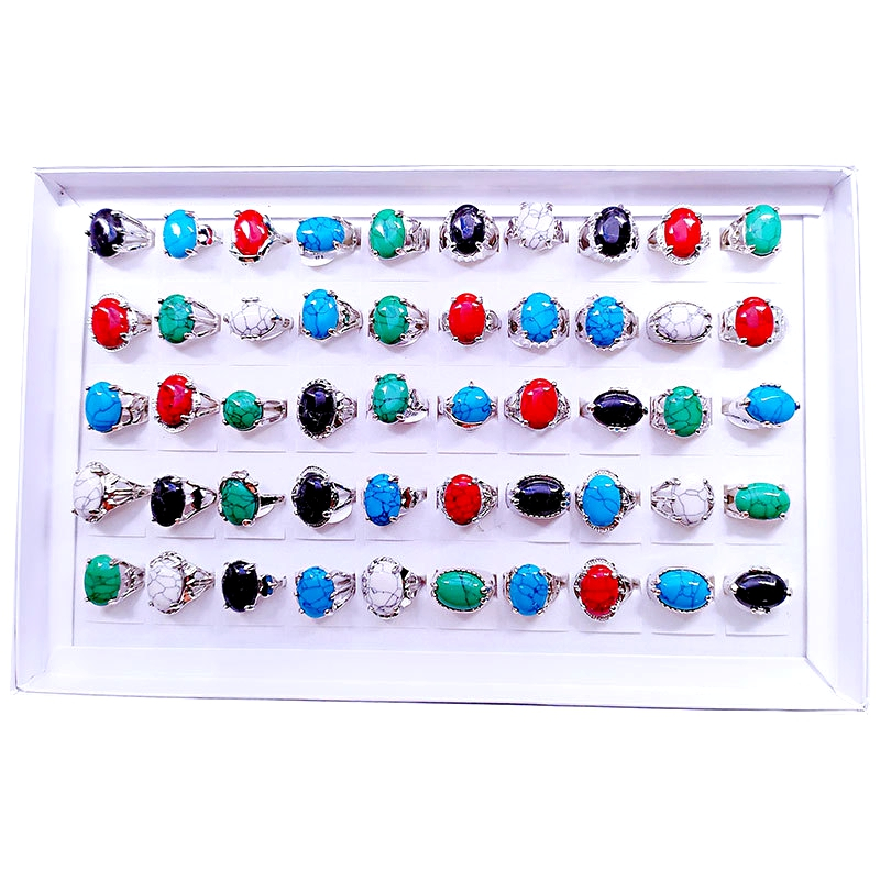 Wholesale 50pcs/box Rings For Women Multicolor Stone Fashion Jewelry ...