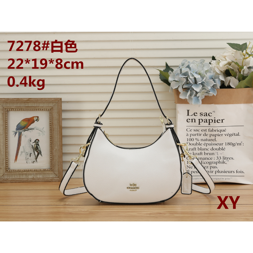 coach leather Baguette Shoulder Bag Women Vintage Trendy Armpit chain