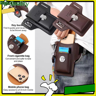 Portable Vintage Leather Belt Waist Bag Pack Men Tactical Multifunction  Holster Key Holder Mobile Phone Cigarette Tools Case