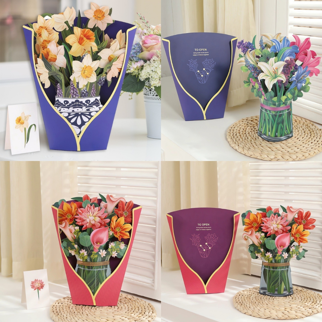 Wedding Birthday Flower 3D Greeting Cards Paper Pop Up Cards Tropical ...