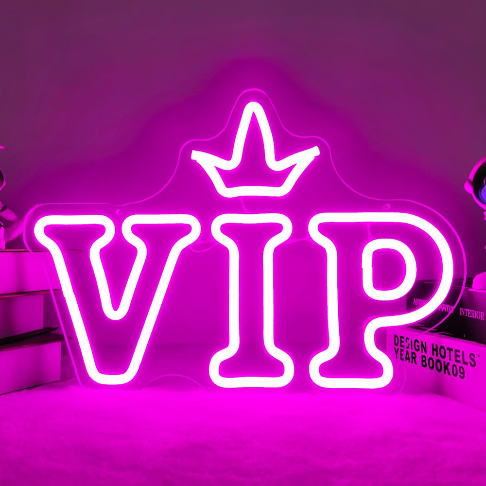 VIP Neon Sign LED Neon Lights Signs for VIP Lounge Wall Decor Dimmable