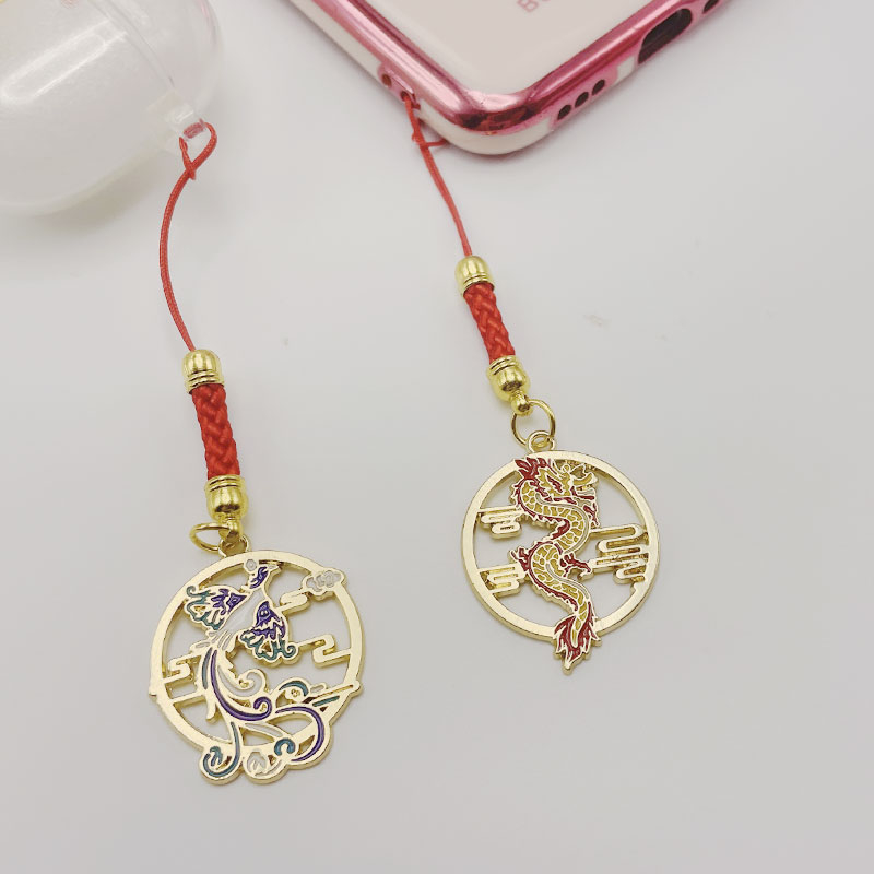 Mobile Phone Pendant diy Chinese Style Dragon Phoenix Koi Fish U Disk ...