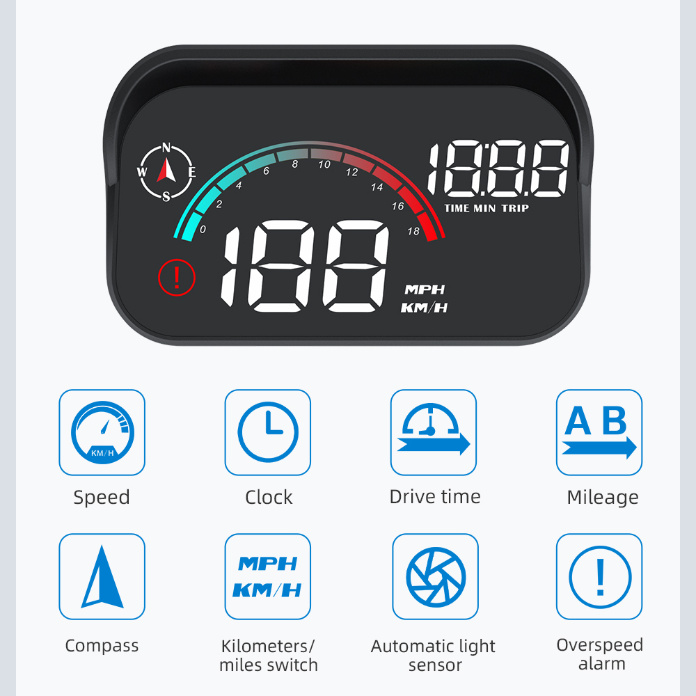 Universal Car GPS HUD Gauge M22 Head Up Display Speedometer GPS Car Digital Speed Meter Clock