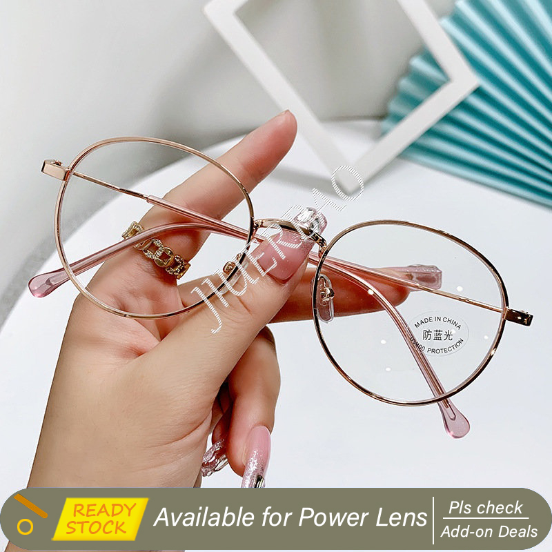 Korean Anti Radiation Eyeglass Round Metal Frame Eyeglasses Replaceable