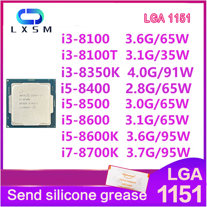 Intel Core I3-8100 8100T 8350K i5 8400T 8500 8600 8700k CPU chip 1151 ...