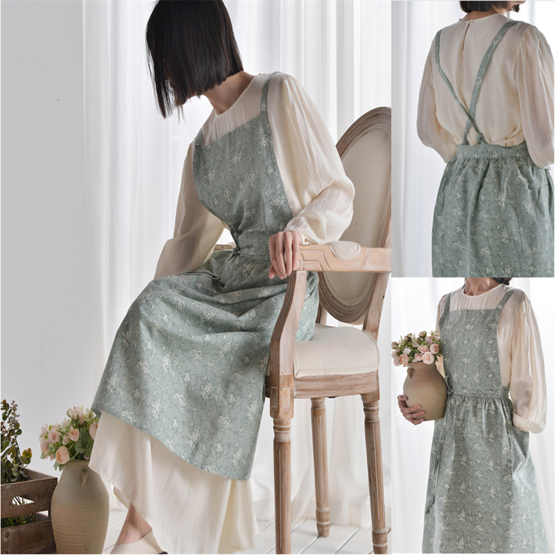 Ready Stock Apron women's cotton waterproof printed apron adjustable ...