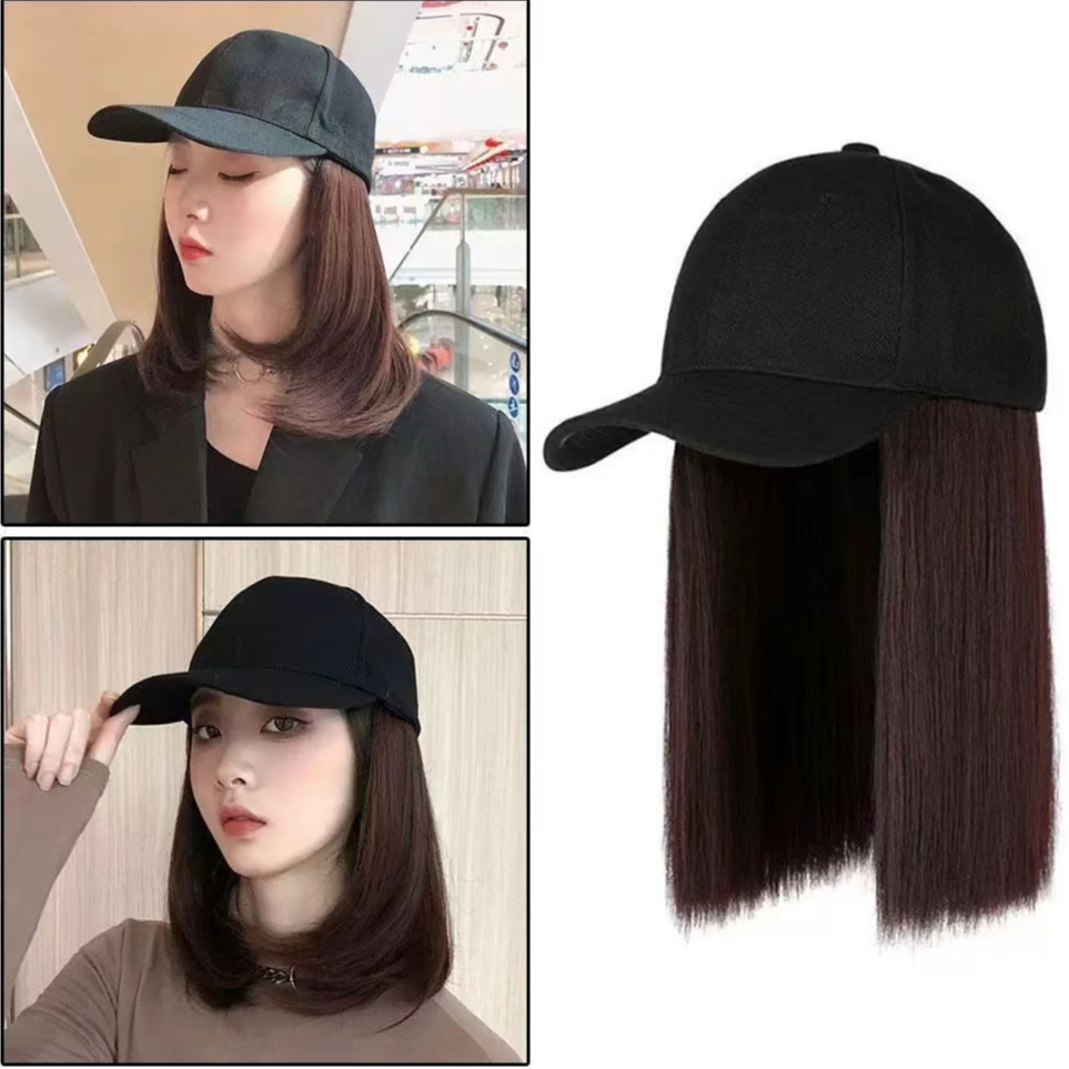 Baseball Cap Hair Straight Hair Hairstyle Adjustable Wig Hat Attached ...