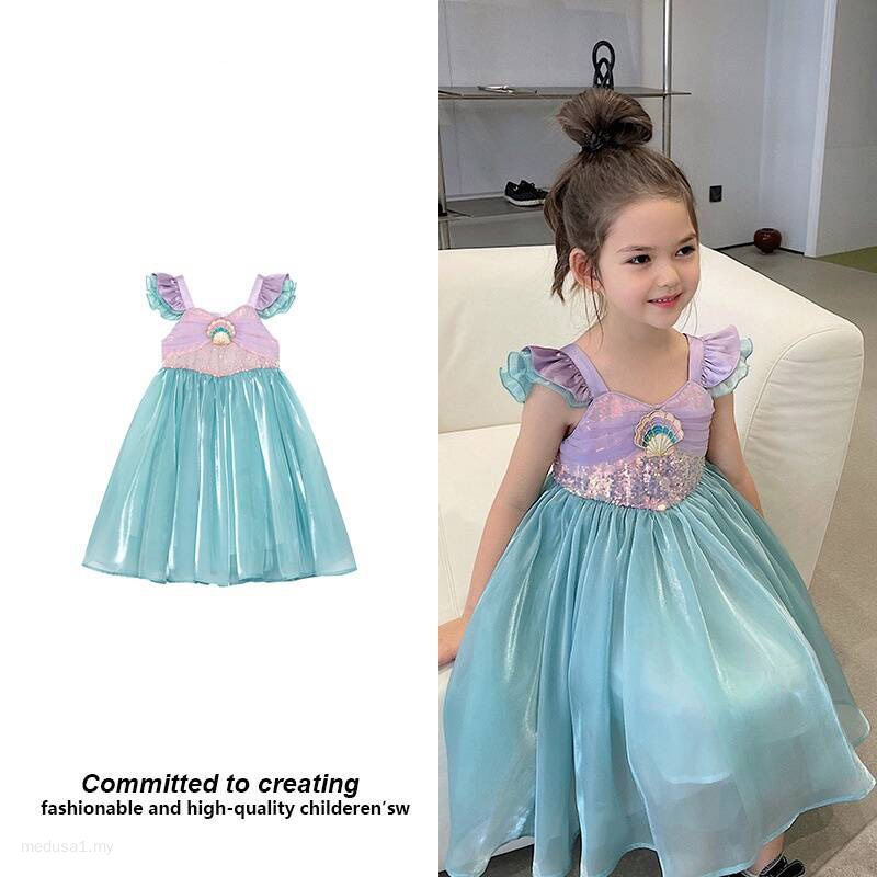 Baby Girl Mermaid Dress 28 Years Kids Princess Dress Mermaid Cosplay