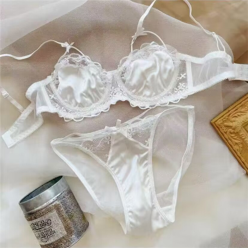 【1Set】Fashion Soft Lace Underwire Bra Panties Sets Girls Women Sexy ...