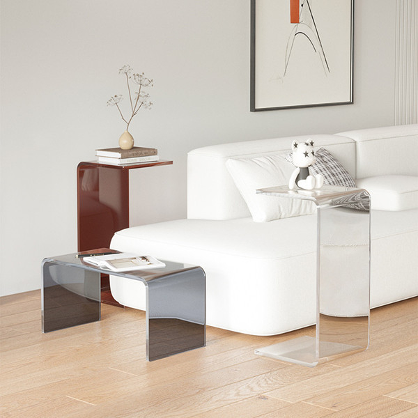 Acrylic Nordic Side Table Light Luxury Sofa Side Table Italian ... - Led Lighting For Minimalist Side Tables