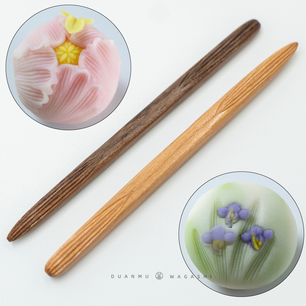 Japanese wagashi Tool DoubleHeaded Petal Texture Stick Spoon Mu Tang