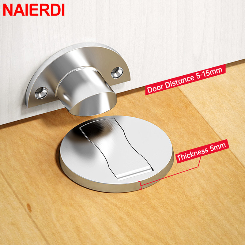 NAIERDI Zinc Alloy Door Stopper No Drilling Adjustable Hidden
