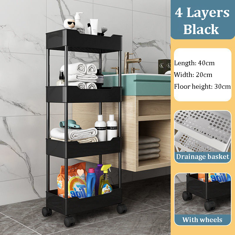 Bathroom Rack Bathroom Floor Removable Multi-storey Trolley Toilet ...