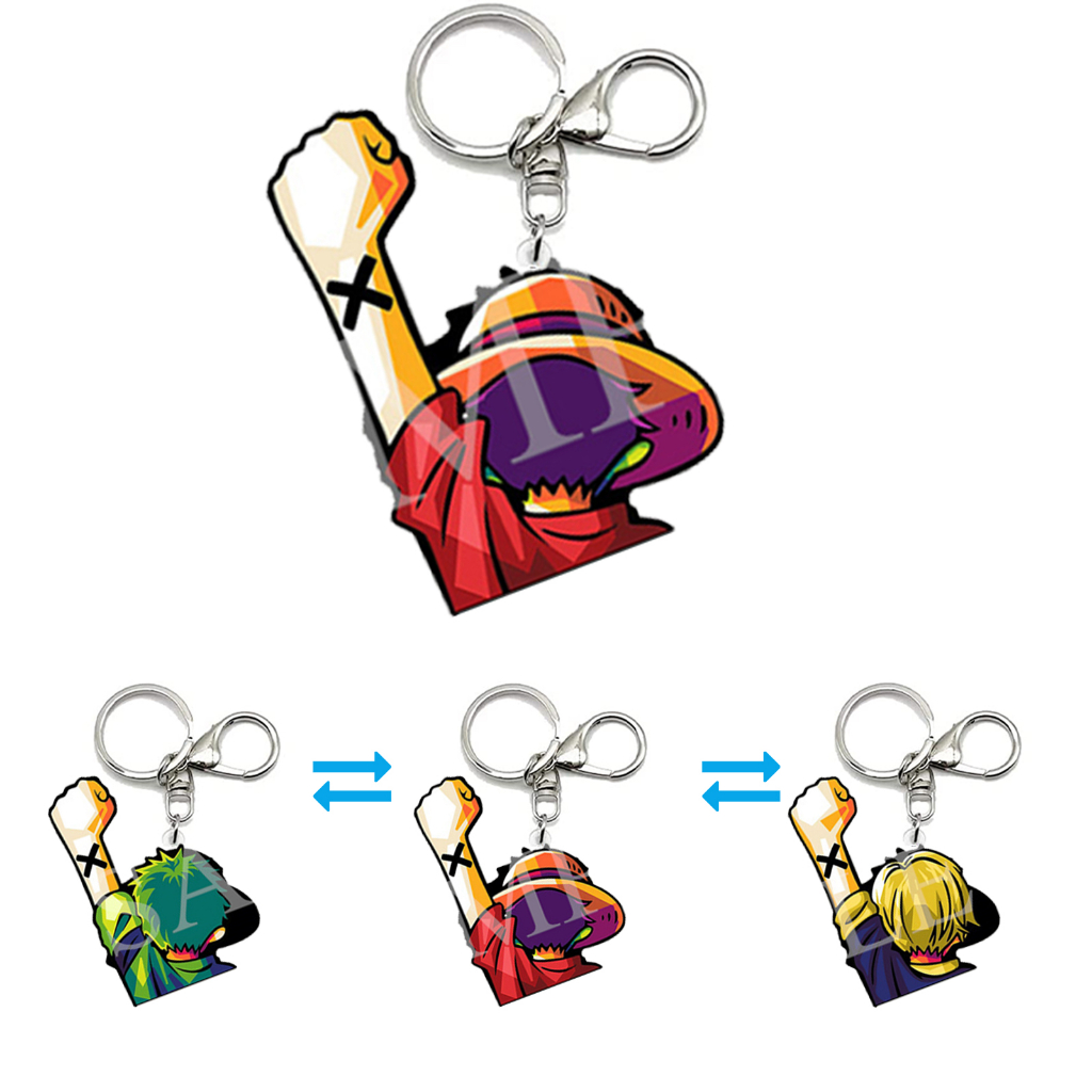 Anime ONE PIECE Luffy/Sanji/Zoro Motion Key Chains Acrylic Keychains ...
