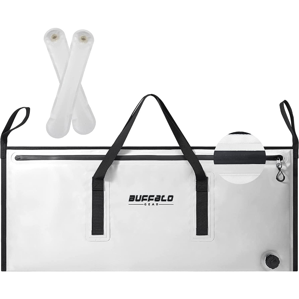 Buffalo Gear Insulated Fish Cooler Bag, Leakproof Fish Kill Bag with 2  Reusable Cooler Ice Packs Portable Waterproof Fish Bag for tackle transport  Keep Ice-cold More than 48 Hours (40x18in)