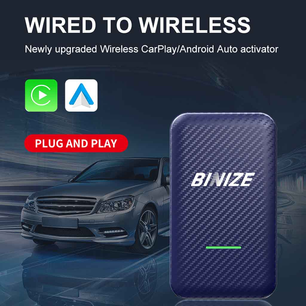 Binize Wireless Android Auto CarPlay Adapter CarPlay Dongle Plug &Play