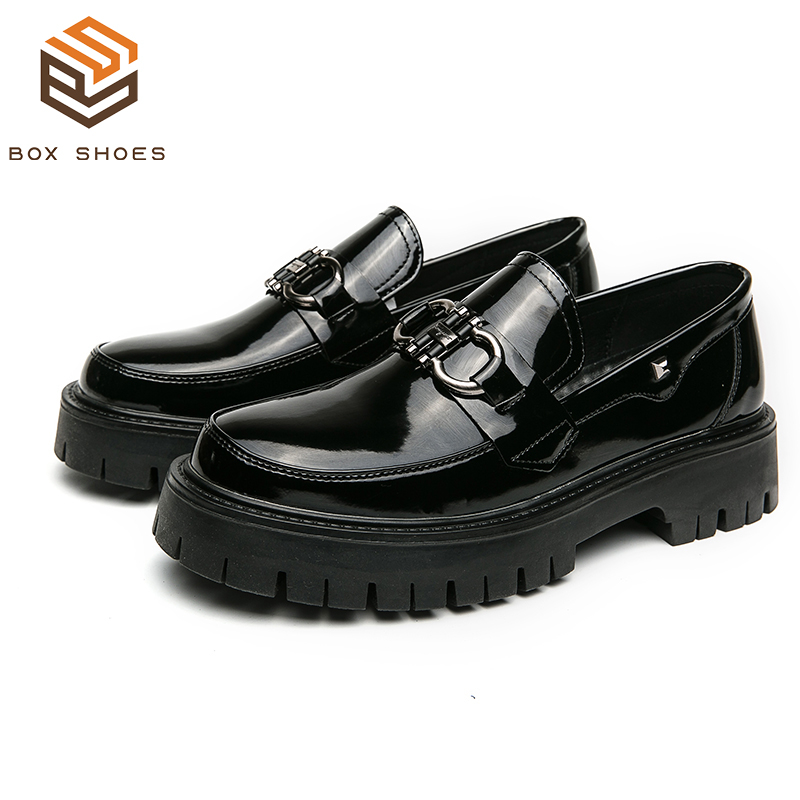 Boxshoes Men's Penny Loafers Student Uniform Black Shoes Height Increasing Shoes 3845 Shopee