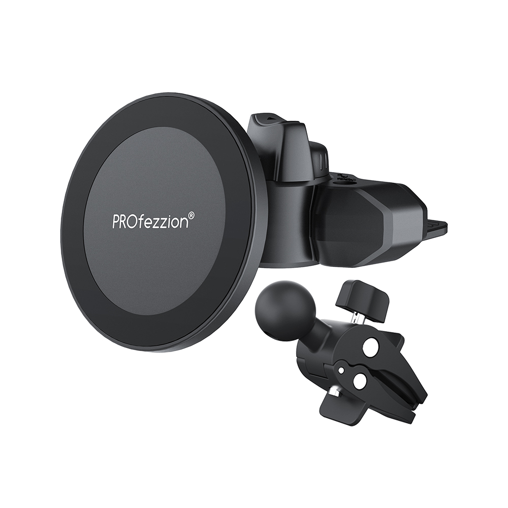 PROfezzion Mag Safe Car Mount, CD Slot & Vent Clip Kit Magnetic Phone Holder for iPhone 14 13 12