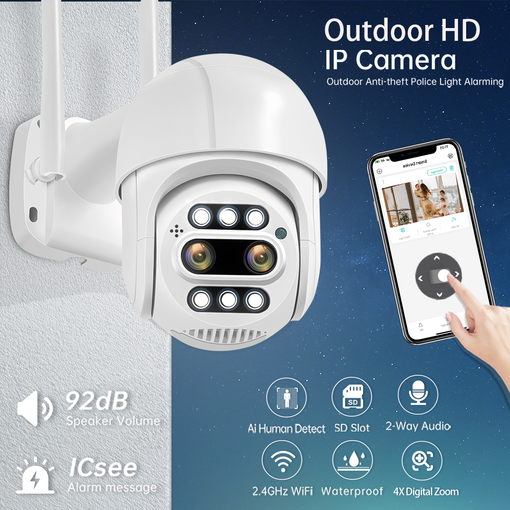 Anbiux Mp K Ptz Ip Camera Dual Lens Human Detect Cctv Camera Mp Outdoor Cctv Wifi Video