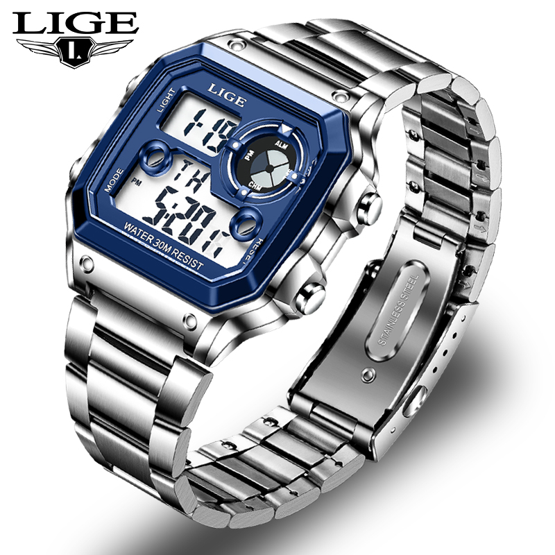 《Ready stock》Jam tangan lelaki LIGE Fashion Stainless Steel Waterproof