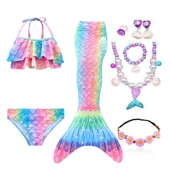 Fantasy Children Mermaid Tail Swimming Party Cosplay Costume Halloween ...