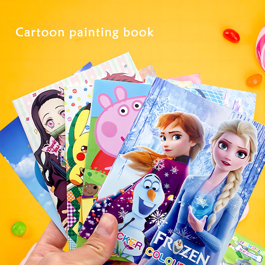 Cartoon Cartoon Drawing Book Coloring Book Graffiti Book with Stickers ...