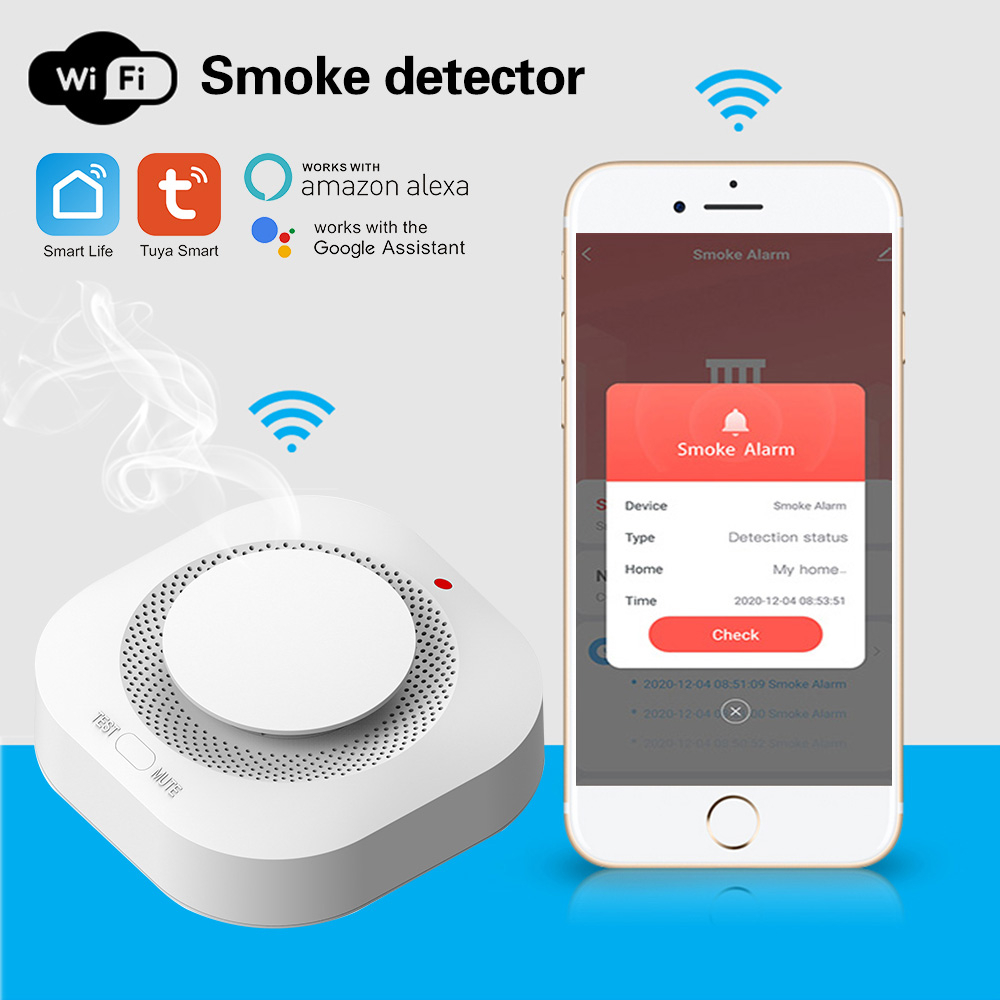 Tuya Smart Life Wifi Smoke Detector Sensor 80DB Alarm Fire Smart Smoke