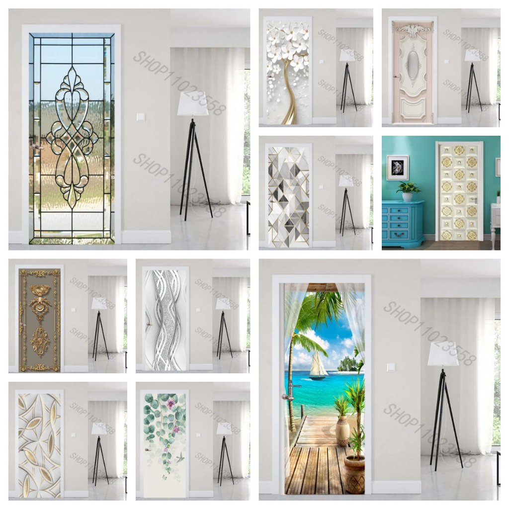 Door sticker Home Decor Door Wrap Wall Stickers Mural Wallpaper Poster ...
