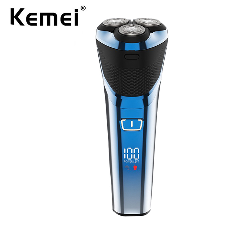Kemei Rechargeable Electric Rotary Shaver Wet and Dry Mens Razor with ...