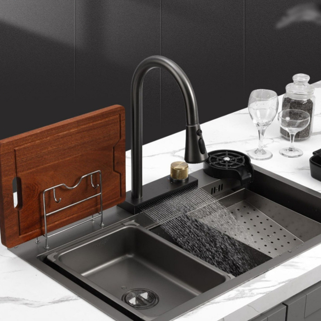 Kitchen net red whole set of flying rain big single trough waterfall