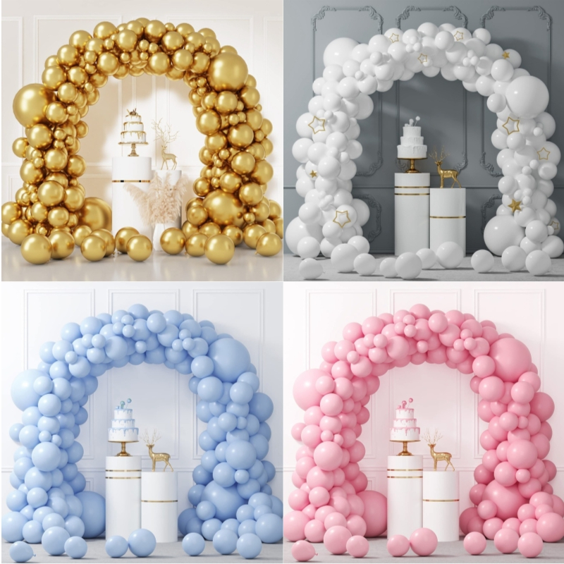 White Gold Balloon Garland Arch Kit Happy Birthday Balloons Party ...