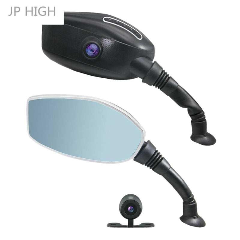 Motorcycle Rearview Mirror Camera, 1080P DVR Dash Cam Dual Lens Digital