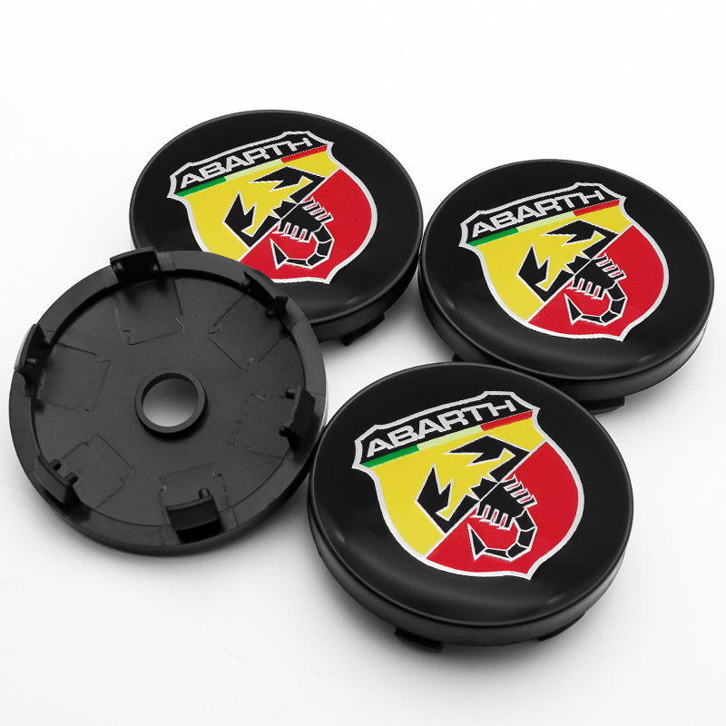 4x 60mm Abarth Nabendeckel Felgendeckel Radkappen