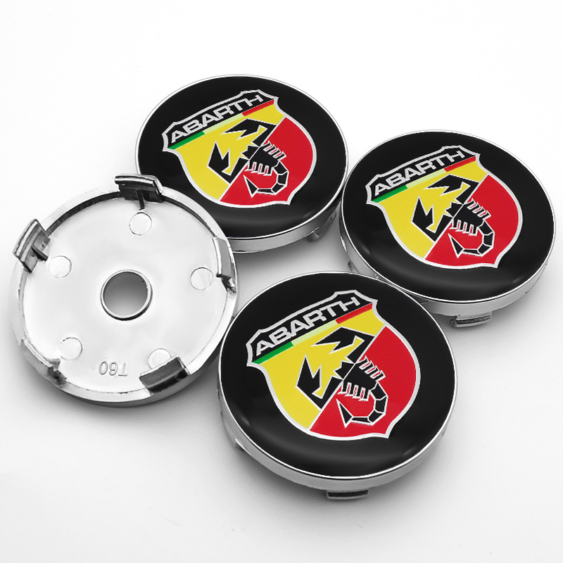 4x 60mm Abarth Nabendeckel Felgendeckel Radkappen