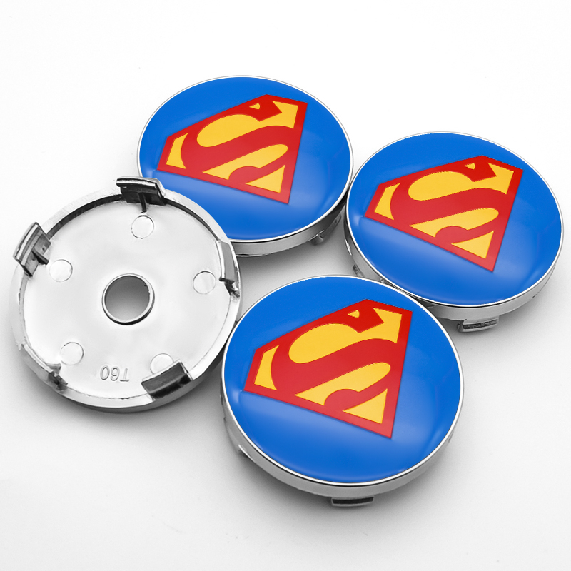 4x 60mm Superman Nabendeckel Felgendeckel Radkappen