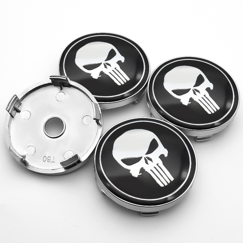 4x 60mm Punisher Nabendeckel Felgendeckel Radkappen