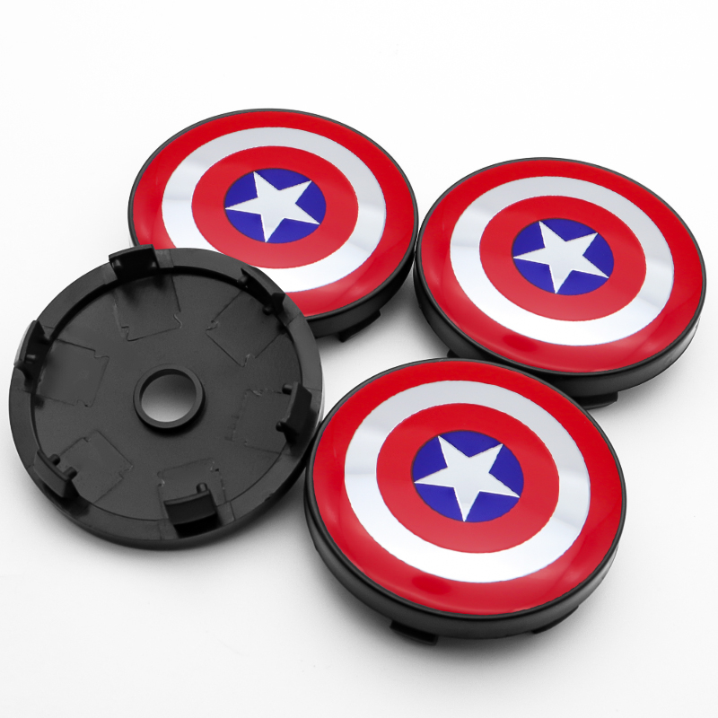 4x 60mm Captain America Nabendeckel Felgendeckel Radkappen