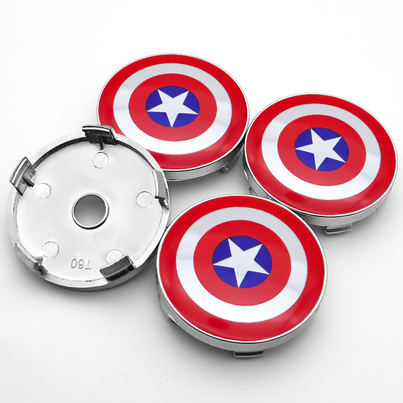 4x 60mm Captain America Nabendeckel Felgendeckel Radkappen