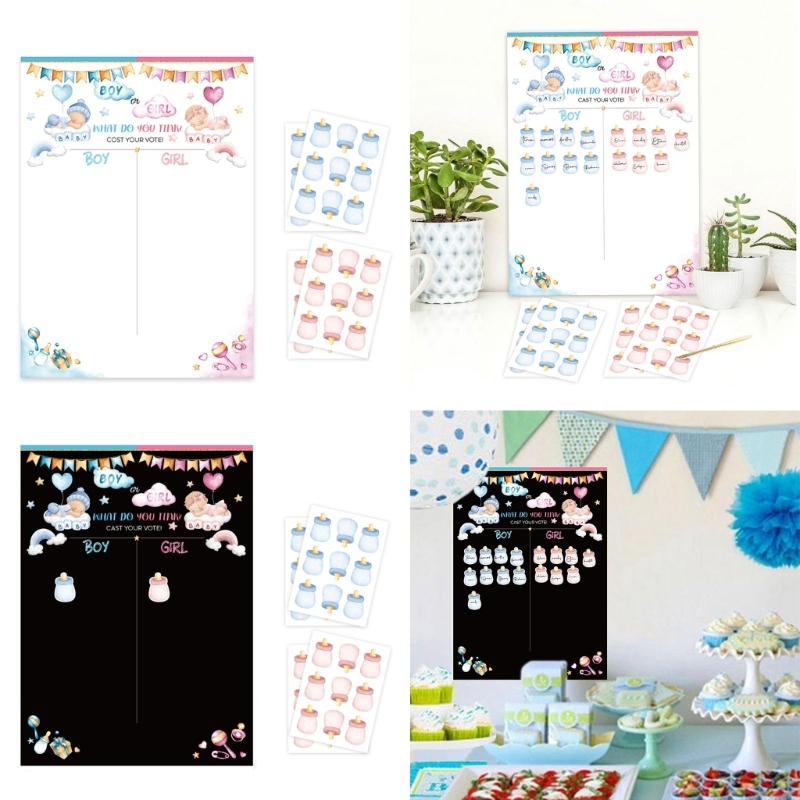 VA Boy or Girl Gender Reveal Game Voting Poster Bear Stickers Gender ...