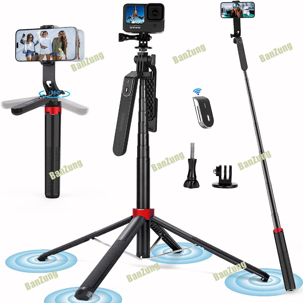 Selfie Stick Aluminum Alloy Quadripod w Remote Balance