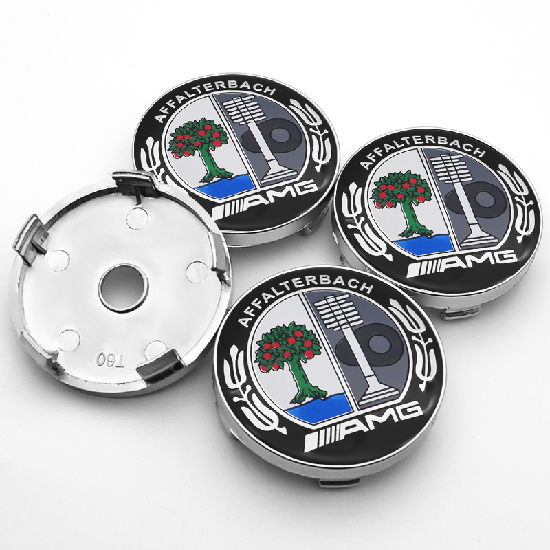 4x 60mm Mercedes Benz AMG Nabendeckel Felgendeckel Radkappen