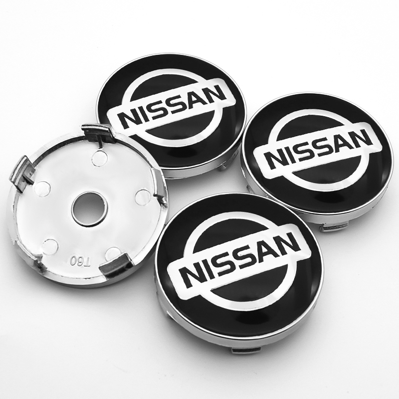 4x 60mm Nissan Nabendeckel Felgendeckel Radkappen Silber