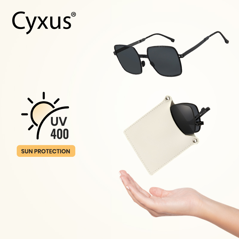 CYXUS Polarized Folding Sunglasses Men's Ladies Square Frame Large ...