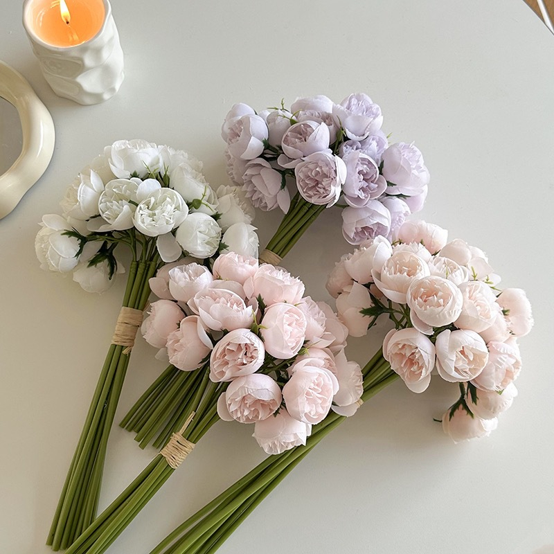 27 heads Artificial Rose Flowers Hand Bouquet Bridal Bouquet Fake