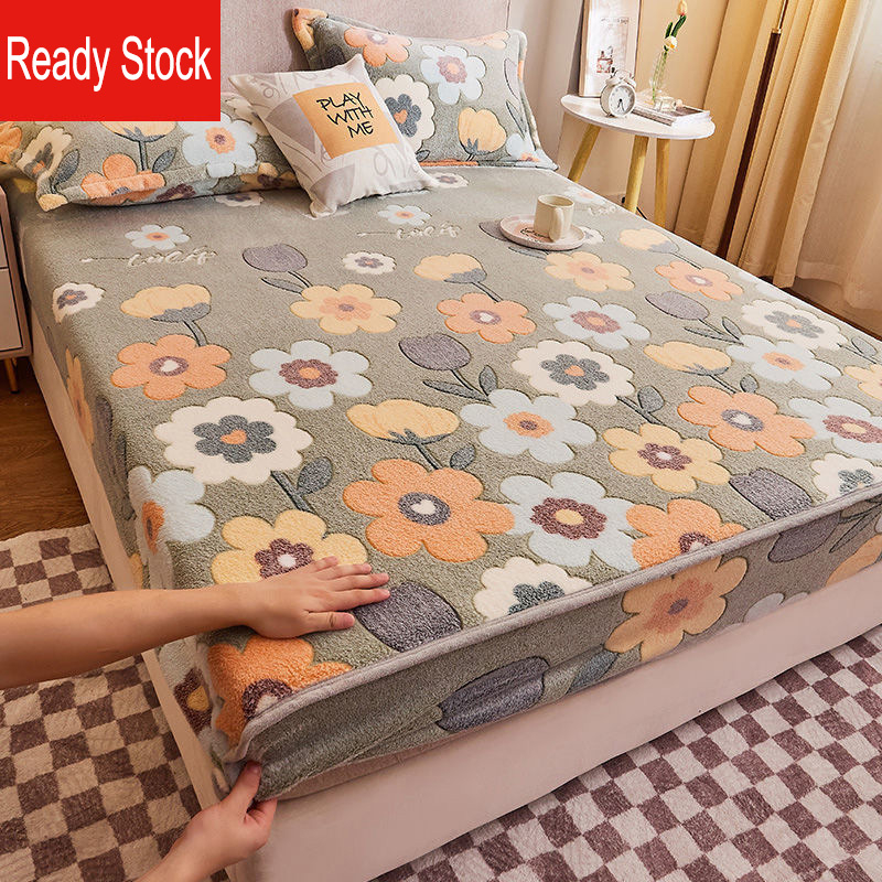 Coral Fleece DoubleSided Bed Sheet SinglePiece Winter Thickened