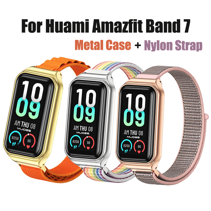 For Huami Amazfit Band 7 Nylon Strap Metal Case Sport Band Integrated Wristband for Huami Band 7 SmartWatch Bracelet Belt Shopee Malaysia