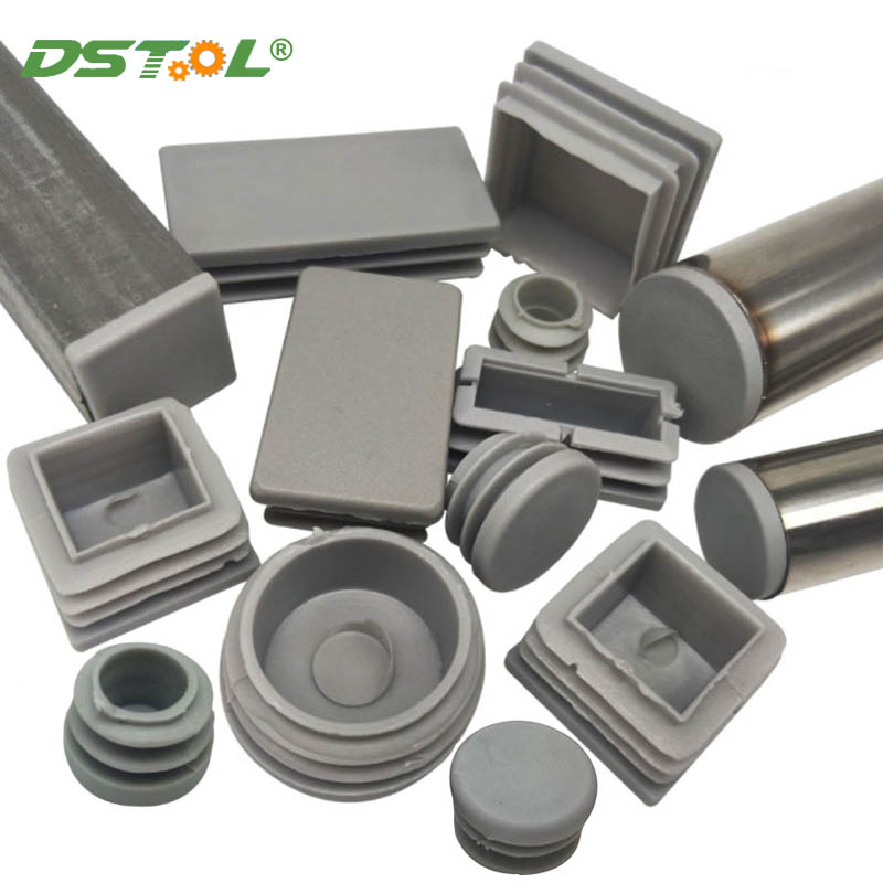 Gray Plastic Square/Round Tube Pipe Blanking End Cap Bung For Furniture ...