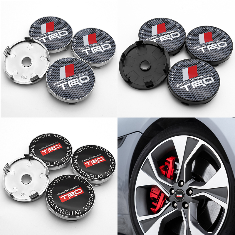 TRD Emblems 4Pcs/set 60mm Car Wheel hub center Caps logo Badge Emblem
